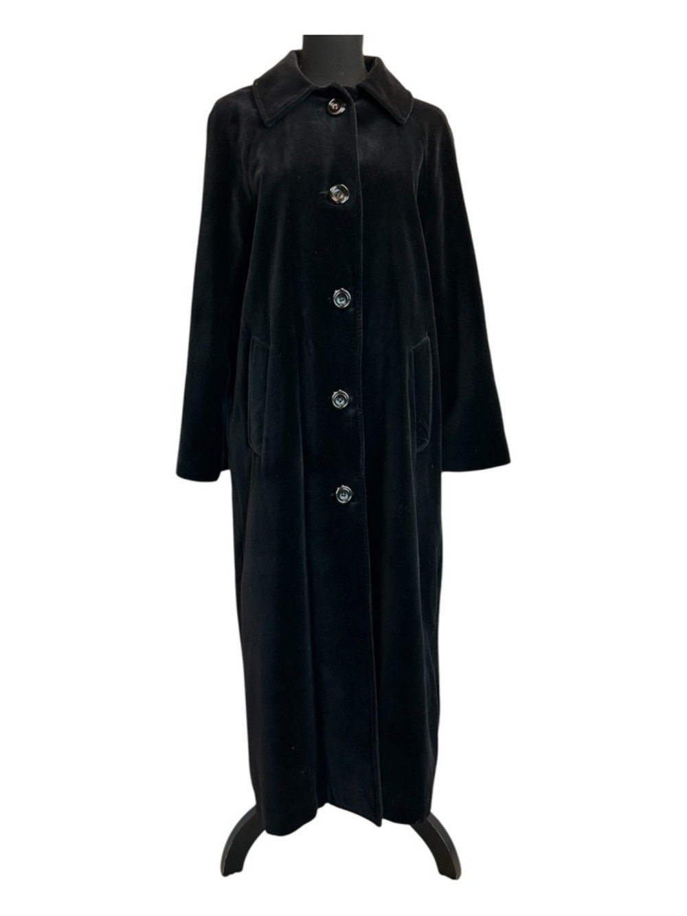Vintage black velvet floor-length maxi opera coat